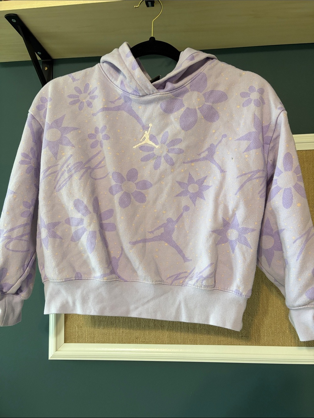 Jordan Lavender Floral Logo Cropped Hoodie